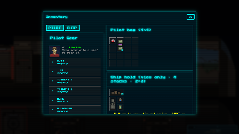 Inventory grid — modules and loot as items